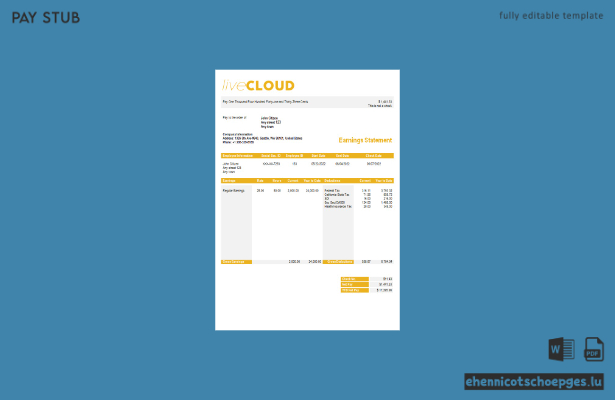 Beispielvorschau für eine Gehaltsabrechnung für Cloud-Speicher